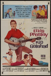 8f0839 KID GALAHAD 1sh 1962 art of Elvis Presley singing with guitar, boxing & romancing!