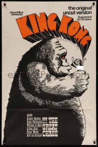 8f0842 KING KONG /GREAT CHASE 1sh 1968 double-bill, Lee Reedy art of giant ape w/topless woman!