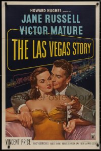 8f0847 LAS VEGAS STORY 1sh 1952 art of Mature & sexy Jane Russell in Sin City, Howard Hughes!