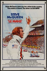 8f0851 LE MANS 1sh 1971 Tom Jung artwork of race car driver Steve McQueen waving at fans!