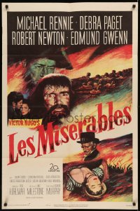 8f0853 LES MISERABLES 1sh 1952 Michael Rennie as Jean Valjean, Debra Paget, Victor Hugo!