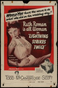 8f0858 LIGHTNING STRIKES TWICE 1sh 1951 sexy smoking bad girl Ruth Roman is all woman!