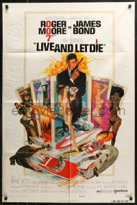 8f0862 LIVE & LET DIE West Hemi 1sh 1973 Robert McGinnis art of Roger Moore as James Bond!