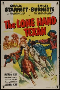 8f0864 LONE HAND TEXAN 1sh 1947 Charles Starrett as Durango Kid, Smiley Burnette, Mustard & Gravy!