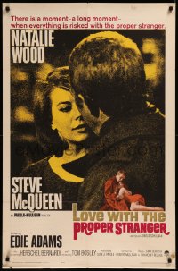 8f0868 LOVE WITH THE PROPER STRANGER 1sh 1964 Natalie Wood & Steve McQueen, pink title design!