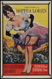 8f0873 MADAME SANS GENE 1sh R1963 sexy full-length Sophia Loren in low-cut dress, Madame!