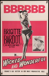 8f0875 MADEMOISELLE STRIPTEASE 1sh R1966 sexy Brigitte Bardot is Wicked and Wonderful, rare!