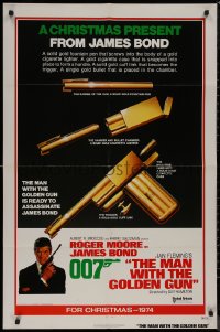 8f0881 MAN WITH THE GOLDEN GUN teaser 1sh 1974 a Christmas present from James Bond, McGinnis!