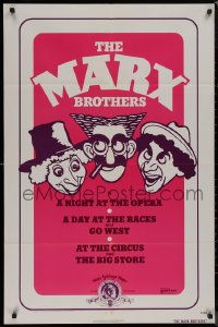 8f0887 MARX BROTHERS 1sh 1974 Al Hirschfeld-like art of Harpo, Chico & Groucho Marx!