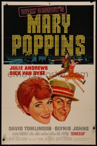 8f0888 MARY POPPINS style A 1sh 1964 Julie Andrews & Dick Van Dyke in Walt Disney's musical classic!