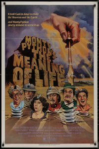 8f0902 MONTY PYTHON'S THE MEANING OF LIFE 1sh 1983 Garland artwork of the screwy Monty Python cast!