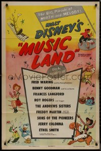 8f0915 MUSIC LAND 1sh 1955 Disney, cartoon art of Donald Duck, Rogers, Joe Carioca & more!