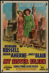 8f0917 MY SISTER EILEEN 1sh 1942 Rosalind Russell in stage hit that convulsed Broadway!