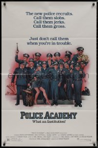 8f0965 POLICE ACADEMY 1sh 1984 Steve Guttenberg, Kim Cattrall, Drew Struzan police artwork!