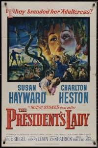 8f0971 PRESIDENT'S LADY 1sh 1953 art of adulteress Susan Hayward & Charlton Heston!