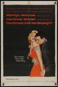 8f0972 PRINCE & THE SHOWGIRL 1sh 1957 Laurence Olivier nuzzles sexy Marilyn Monroe's shoulder!