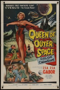 8f0980 QUEEN OF OUTER SPACE 1sh 1958 Zsa Zsa Gabor on Venus, by Ben Hecht & Charles Beaumont!