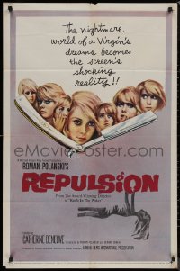 8f0997 REPULSION 1sh 1965 Roman Polanski, Catherine Deneuve, cool straight razor image!