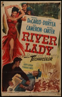 8f1009 RIVER LADY 1sh 1948 Yvonne De Carlo, Rod Cameron, brawling story of the lusty Mississippi!