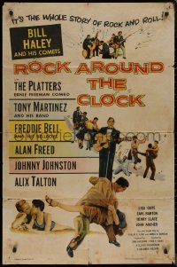 8f1011 ROCK AROUND THE CLOCK 1sh 1956 Bill Haley & His Comets, The Platters, Alan Freed!
