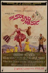 8f1062 SOUND OF MUSIC awards 1sh 1965 classic Terpning art of Julie Andrews & top cast!