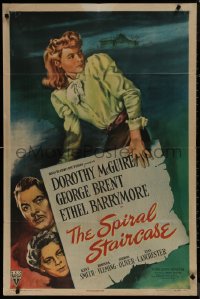 8f1064 SPIRAL STAIRCASE 1sh 1946 art of Dorothy McGuire, George Brent & Ethel Barrymore!