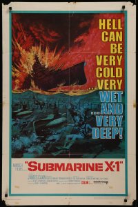 8f1078 SUBMARINE X-1 1sh 1968 cool Jack Thurston World War II naval scuba divers & warfare art!