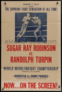 8f1080 SUGAR RAY ROBINSON VS RANDOLPH TURPIN 1sh 1951 middleweight championship boxing, ultra rare!