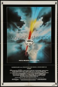 8f1081 SUPERMAN 1sh 1978 D.C. comic book superhero Christopher Reeve, cool Bob Peak logo art!