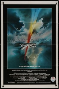 8f1082 SUPERMAN int'l 1sh 1978 D.C. comic book superhero Christopher Reeve, cool Bob Peak logo art!