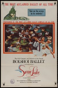 8f1085 SWAN LAKE 1sh 1960 Tschaikowsky, Russian Bolshoi Ballet musical, great image of dancers!