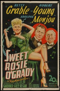 8f1086 SWEET ROSIE O'GRADY 1sh 1943 art of sexy Betty Grable, Robert Young & Menjou!