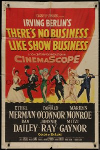 8f1117 THERE'S NO BUSINESS LIKE SHOW BUSINESS 1sh 1954 great art of Marilyn Monroe & top cast!