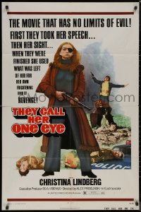 8f1118 THEY CALL HER ONE EYE 1sh 1974 wild cult classic, Christina Lindberg in the title role!