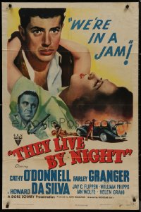 8f1119 THEY LIVE BY NIGHT 1sh 1948 Nicholas Ray noir classic, Farley Granger, Cathy O'Donnell