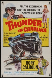 8f1126 THUNDER IN CAROLINA 1sh 1960 Rory Calhoun, artwork of the World Series of stock car racing!