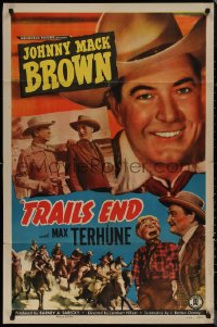 8f1136 TRAIL'S END 1sh 1949 great images of western cowboys Johnny Mack Brown & Max Terhune!