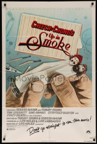 8f1152 UP IN SMOKE recalled 1sh 1978 Cheech & Chong marijuana drug classic, original tagline!