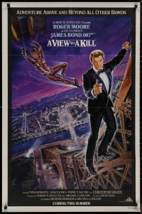 8f1160 VIEW TO A KILL advance 1sh 1985 Moore as James Bond, Jones, purple background art by Goozee!