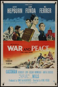 8f1164 WAR & PEACE 1sh 1956 art of Audrey Hepburn, Henry Fonda & Mel Ferrer, Leo Tolstoy epic!