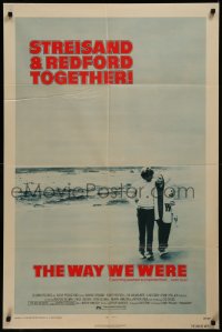 8f1167 WAY WE WERE 1sh 1973 Barbra Streisand & Robert Redford walk on the beach!