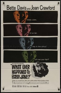 8f1177 WHAT EVER HAPPENED TO BABY JANE? 1sh 1962 Robert Aldrich, Bette Davis & Joan Crawford!