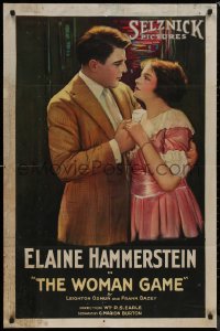 8f1195 WOMAN GAME 1sh 1920 stone litho of pretty Elaine Hammerstein & rich Jere Austin, ultra rare!