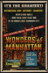 8f1197 WONDERS OF MANHATTAN 1sh 1956 tour of the world's most glamorous city, New York!