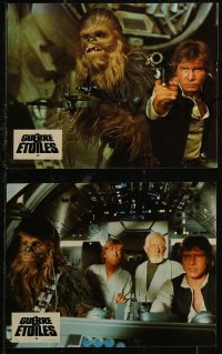 8f0072 STAR WARS 12 French LCs 1977 Luke, Han, Chewbacca, Darth Vader, French language design!