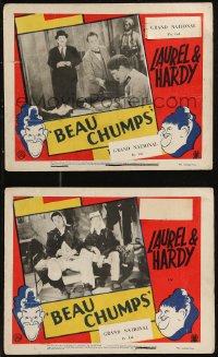 8g0525 BEAU HUNKS 2 color English FOH LCs R1940s Stan Laurel & Oliver Hardy in the Foreign Legion!