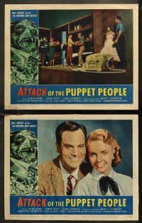 8g1140 ATTACK OF THE PUPPET PEOPLE 2 LCs 1958 six tiny people with gigantic rotary phone and close up