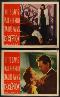 8g1167 DECEPTION 2 LCs 1946 Irving Rapper directed, great images of Bette Davis, Paul Henreid!
