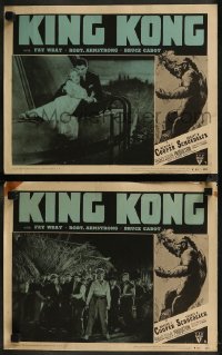 8g1206 KING KONG 2 LCs R1952 Fay Wray, Robert Armstrong, Bruce Cabot, fierce ape border art!