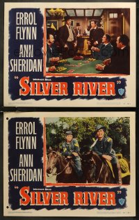 8g1241 SILVER RIVER 2 LCs 1948 great images of cowboy Errol Flynn playing poker and on horseback!